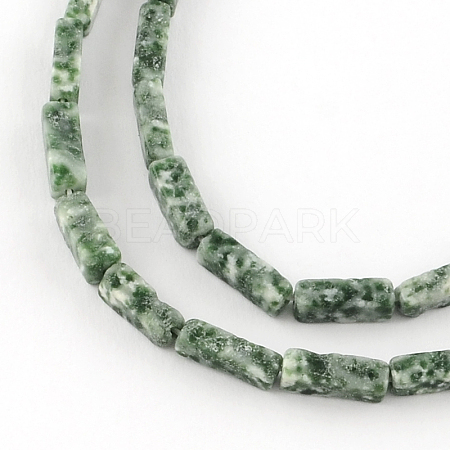 Cuboid Natural Green Spot Gemstone Bead Strands G-R299-08-1