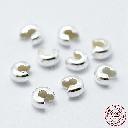 925 Sterling Silver Crimp Beads Cover X-STER-G027-27S-4mm-1