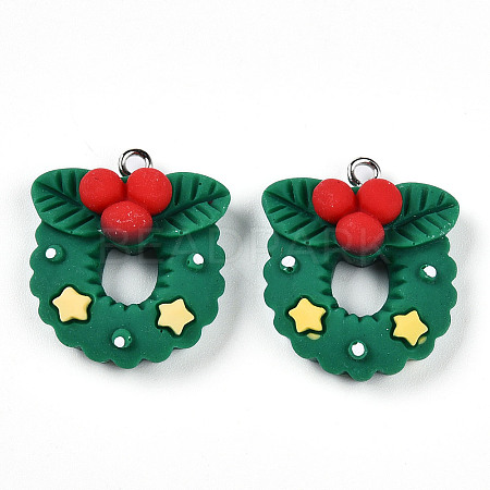 Christmas Theme Opaque Resin Pendants RESI-N039-108-1