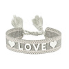 Silicone Word Love Pattern Braided Cord Bracelet with Polyester Tassels VALE-PW0001-032E-1