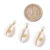 Copper Wire Wrapped Natural Cowrie Shell Pendants PALLOY-JF03554-06-2