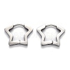 Tarnish Resistant 304 Stainless Steel Star Huggie Hoop Earrings STAS-J033-07P-1