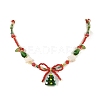 Brass Handmade Lampwork Christmas Tree Pendant Glass Beaded Necklaces NJEW-TA00275-2