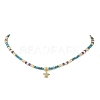 Ocean Brass Micro Pave Clear Cubic Zirconia Starfish Pendant Necklaces NJEW-JN06429-01-2