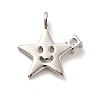 Star with Smiling Face Brass Micro Pave Clear Cubic Zirconia Pendants KK-G425-09-3