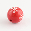 Round Acrylic Snowflake Pattern Beads X-SACR-S196-16mm-07-2