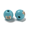 Printed Wood European Beads WOOD-L020-D16-2