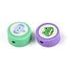 Printed Handmade Polymer Clay Beads CLAY-T022-12F-2