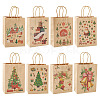 8Pcs 8 Styles Christmas Theme Printed Kraft Paper Bags with Handles ABAG-TA0001-59-2
