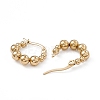 201 Stainless Steel Round Beaded Hoop Earrings with 304 Stainless Steel Pins for Women EJEW-B016-14A-G-2