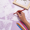 2Sets Square with Floral & Butterfly Pattern PET Drawing Stencil DIY-CW0001-12-6