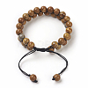 Adjustable Natural Petrified Wood Braided Bead Bracelets BJEW-E351-01H-2