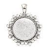Tibetan Style Flower Alloy Round Pendant Cabochon Settings TIBEP-Q055-09AS-RS-1