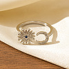 Brass Micro Pave Clear Cubic Zirconia Cuff Open Rings for Couple WG75937-02-1