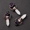 Natural Quartz Crystal and Amethyst Big Pointed Pendants G-M383-04R-1