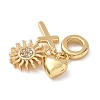 Brass Micro Pave Clear Cubic Zirconia European Dangle Charms X-KK-D502-13C-G-2