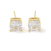 Square Brass Stud Earrings with Clear Glass for Women EJEW-L285-006G-1