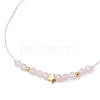 Natural Round Rose Quartz Beads Braided Bead Bracelets for Women BJEW-JB11655-07-3