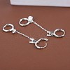 Rhodium Plated 925 Sterling Silver Double Piercing Chain Hoop Earrings for Women Two Holes Connecting Earrings EJEW-BB60062-5