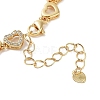 Rack Plating Brass Pave Clear Cubic Zirconia Heart Link Chain Bracelets for Women BJEW-R317-07G-3