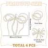 Bowknot Plastic Imitation Pearl Shoe Charms AJEW-WH0348-542B-01-2