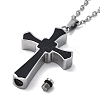 304 Stainless Steel Black Enamel Cross Urn Ashes Necklaces STAS-Z106-05P-5