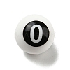 Round with Black Number 0 Silicone Focal Beads SIL-R013-01A-1