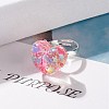 3D Resin Heart with Star Adjustable Ring RJEW-JR00457-2