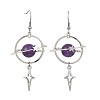Natural Amethyst & Alloy Pendant Dangle Earrings EJEW-TA00818-04-3