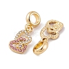 Rack Plating Alloy Crystal & Light Rose Rhinestone European Dangle Charms FIND-C055-18G-2