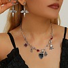 Halloween Tibetan Style Alloy Pendant Necklaces & Dangle Stud Earring Sets SJEW-P006-01AS-1