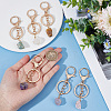  6Pcs 6 Styles Nuggets Natural Gemstone Wire Wrapped Keychain Key Ring KEYC-NB0001-50-3
