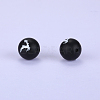 Printed Round with Deer Pattern Silicone Focal Beads SI-JX0056A-130-1