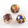 Mixed Flower Picture Printed Glass Round Beads GFB-R004-12mm-M14-2