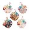 Natural & Synthetic Gemstone Pendants with Rose Gold Brass Findings with Mixed Stone Chips G-J392-01-1