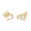 Heart Brass Micro Pave Cubic Zirconia Cuff Earrings for Women EJEW-E308-01G-2