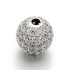 CZ Brass Micro Pave Cubic Zirconia Round Beads ZIRC-L017-01P-1