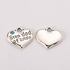 Wedding Theme Antique Silver Tone Tibetan Style Alloy Heart with Step Dad of Bride Rhinestone Charms LS-TIBEP-N005-22B-1