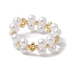 Round Acrylic Imitation Pearl & Seed Beads Stretch Rings for Women RJEW-JR00721-1