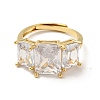 Clear Cubic Zirconia Rectangle Adjustable Ring RJEW-I087-11G-2