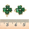 Saint Patrick's Day Glass Clover Connector Charms KK-P348-03G-01-3