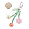 Cat Eye & Glass Seed Beaded Flower Pendant Decorations HJEW-TA00383-01-3
