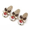 Christmas Deer Glitter Gretel Fabric with PU leather Snap Hair Clips LS-PHAR-G006-05P-1
