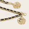 Alloy with Imitation Leather Flower Charm Chain Belts for Women FS-WGDE2E1-01-3