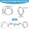 12 Pairs 202 Stainless Steel Huggie Hoop Earrings with 316 Surgical Stainless Steel Pins EJEW-SC0001-40P-2