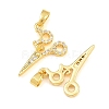 Brass Micro Pave Clear Cubic Zirconia Pendants CU-CBA9AB3-19G-2