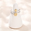 304 Stainless Steel Double Color Cuff Rings RJEW-S635-01GP-05-2
