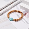 Natural Wood Stretch Bracelet with Gemstone Beads BJEW-JB08217-5