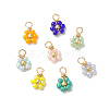 8Pcs 8 Color Flower Glass Seed Beaded Charms PALLOY-JF02004-02-1
