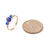 Round Lampwork Evil Eye Braided Finger Ring RJEW-JR00510-5